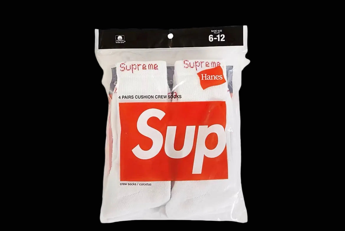 White Supreme socks