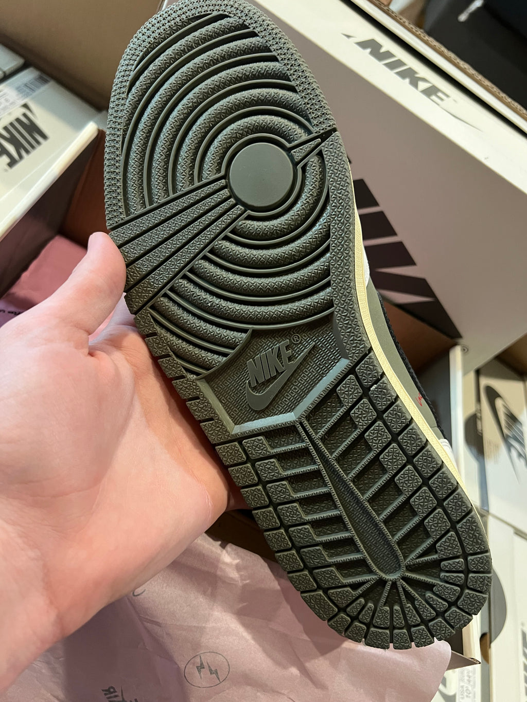 Jordan 1s Travis scott olive greens
